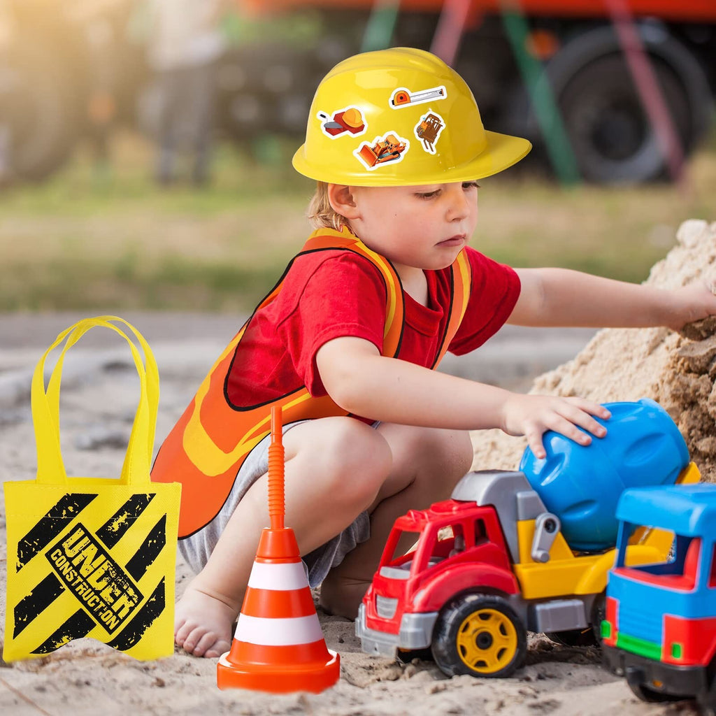 62 Pcs Construction Birthday Party Supplies Set Kids Construction Dress up Se...