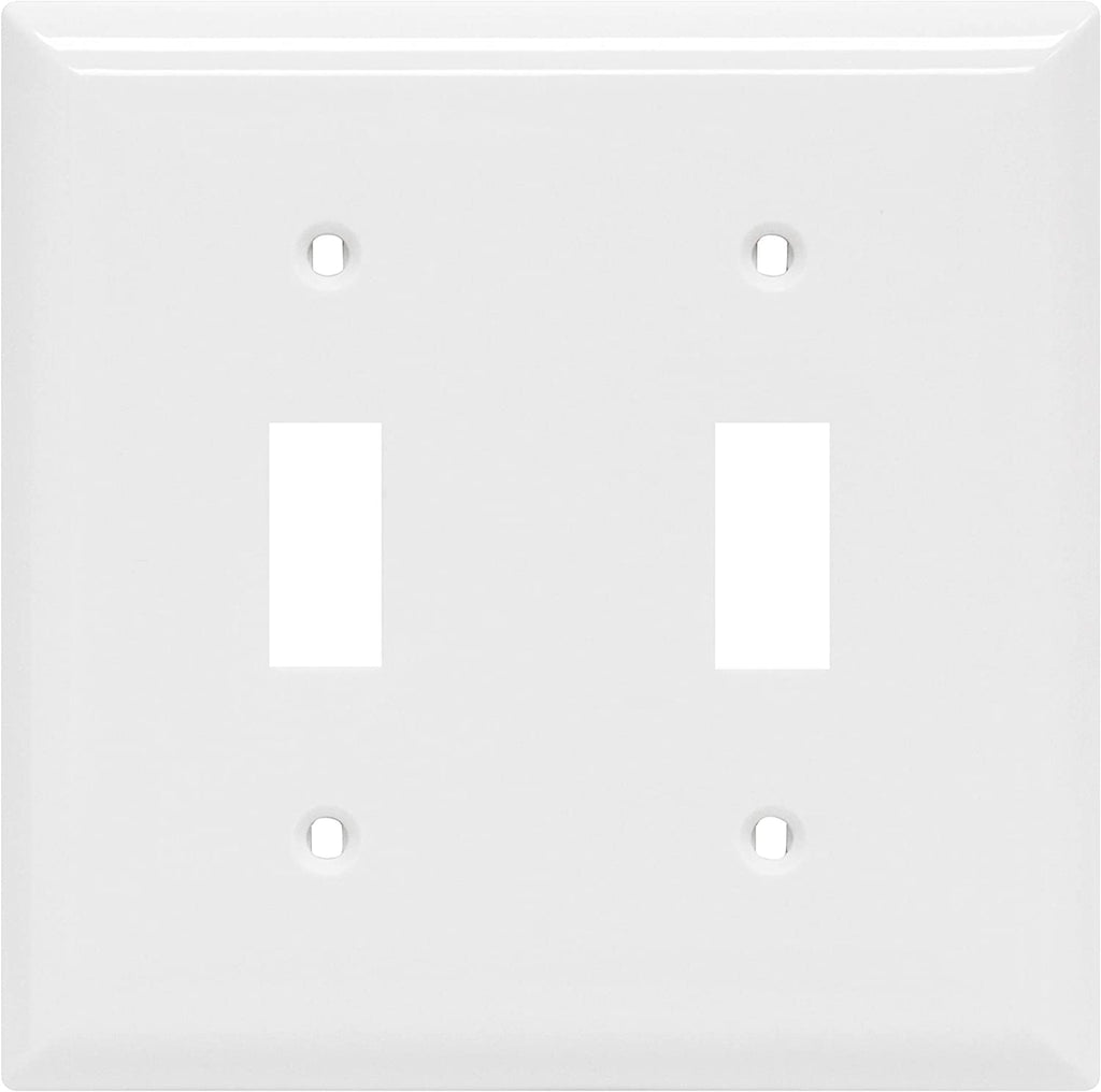 Double Wall Plates Cover, 2 Gang, Light Switch Cover, 0.32" X 4.47", Outlet Covers, Screws Included, White, 44756