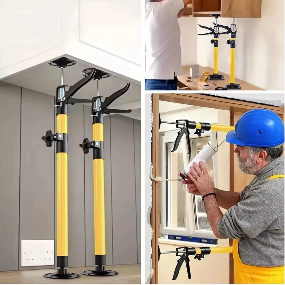 2Pcs Labor-Saving Telescopic Steel Support Rod Cabinet Jack Drywall Construction Tool Extensible Non-Slip Hand Lifting Jack Too