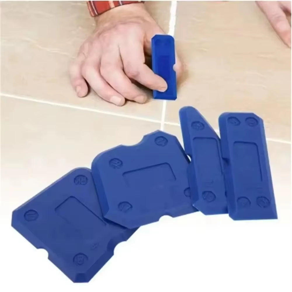 4Pcs Silicone Glass Cement Scraper Home Caulking Tools Home Cleaning Hand Spatula Tool Finishing Grout Filler Sealant Spreading