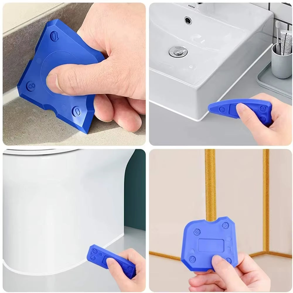 4Pcs Silicone Glass Cement Scraper Home Caulking Tools Home Cleaning Hand Spatula Tool Finishing Grout Filler Sealant Spreading