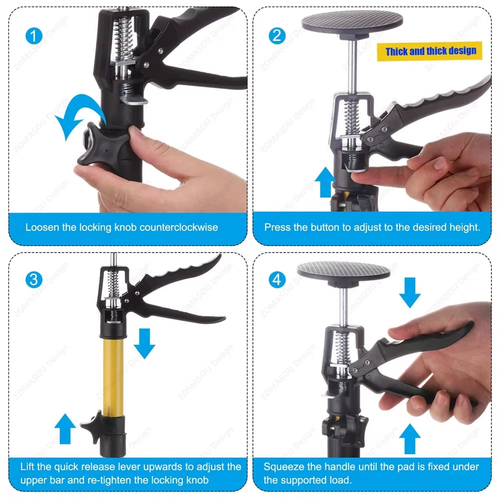 2Pcs Labor-Saving Telescopic Steel Support Rod Cabinet Jack Drywall Construction Tool Extensible Non-Slip Hand Lifting Jack Too