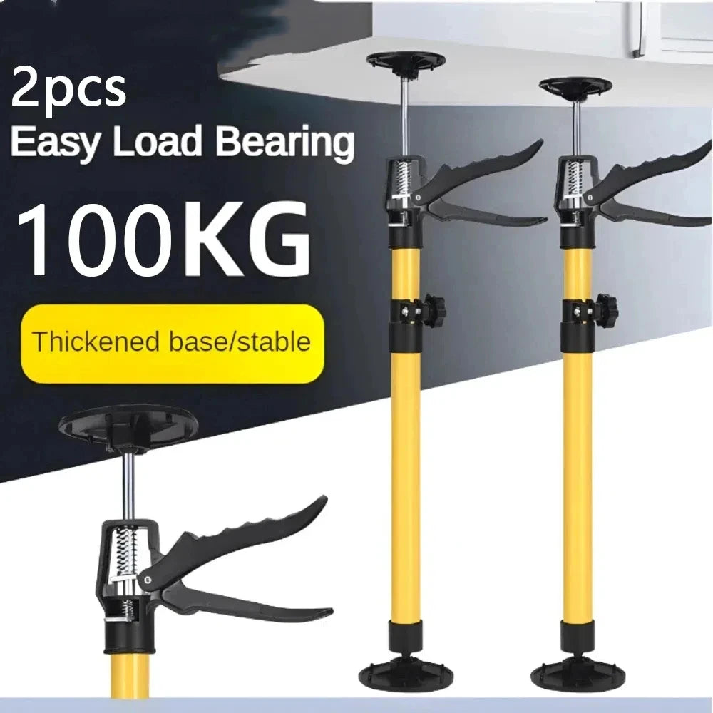 2Pcs Labor-Saving Telescopic Steel Support Rod Cabinet Jack Drywall Construction Tool Extensible Non-Slip Hand Lifting Jack Too